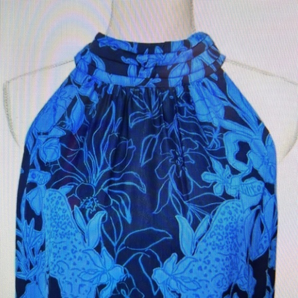 Vibrant Blue Floral Halter Dress by Lilly Pulitzer NWT size 10 - Picture 3 of 4